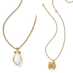 NWT Kendra Scott Alexa Seashell Locket Necklace in Gold